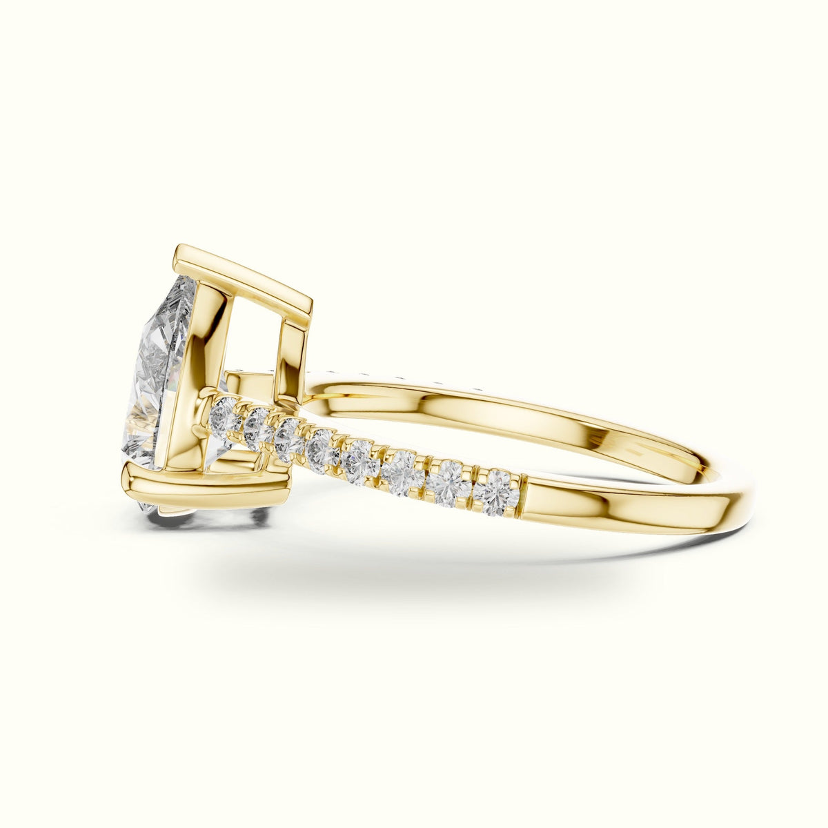 Pear Lab-Grown Diamond Solitaire Engagement Ring DDLR-039 — Yellow gold, view 3 | Crystal N Cuts