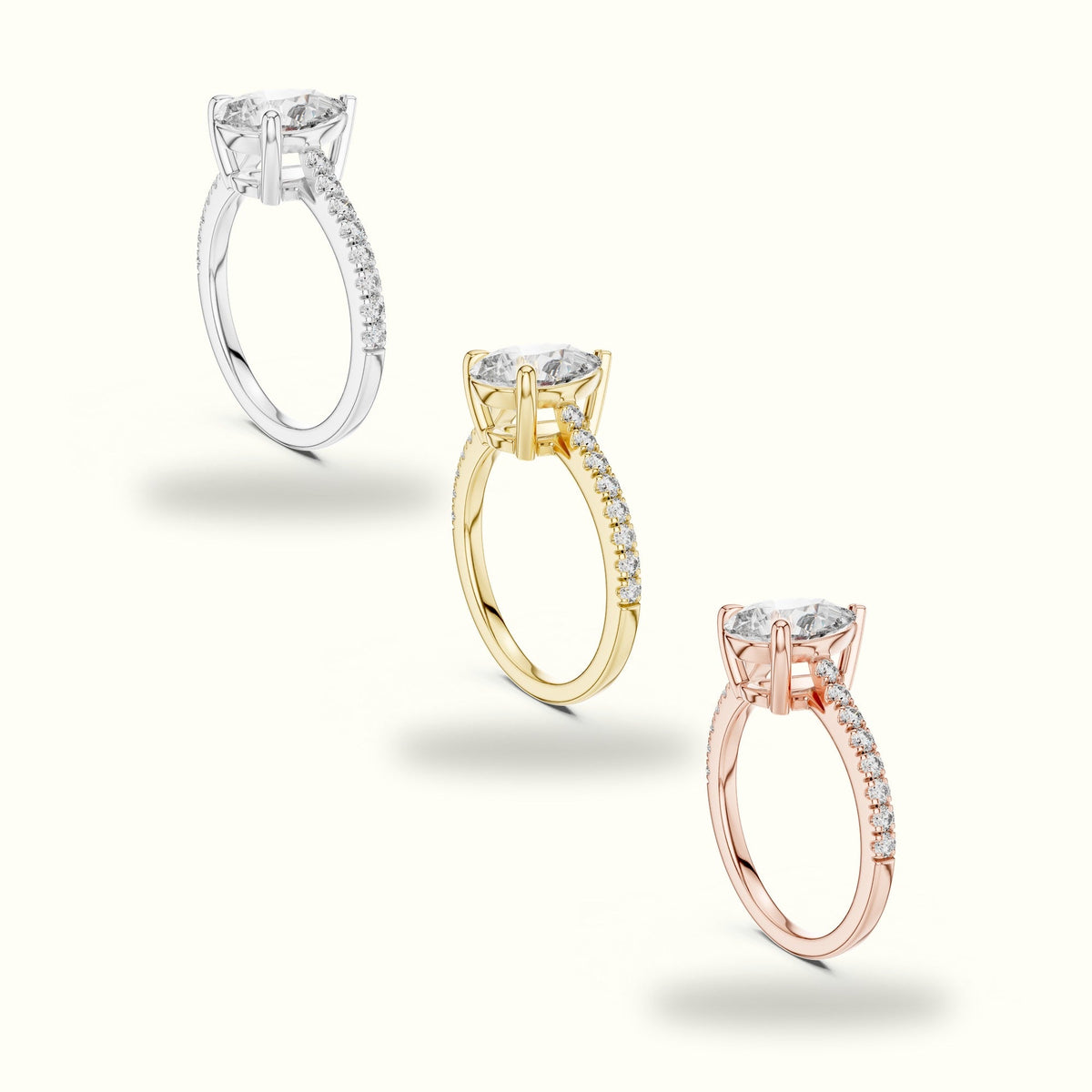 Pear Lab-Grown Diamond Solitaire Engagement Ring DDLR-039 — Yellow gold, in yellow, white and rose gold | Crystal N Cuts