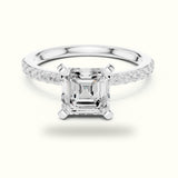 Asscher Cut Basket with Corner Prongs Solitaire Ring