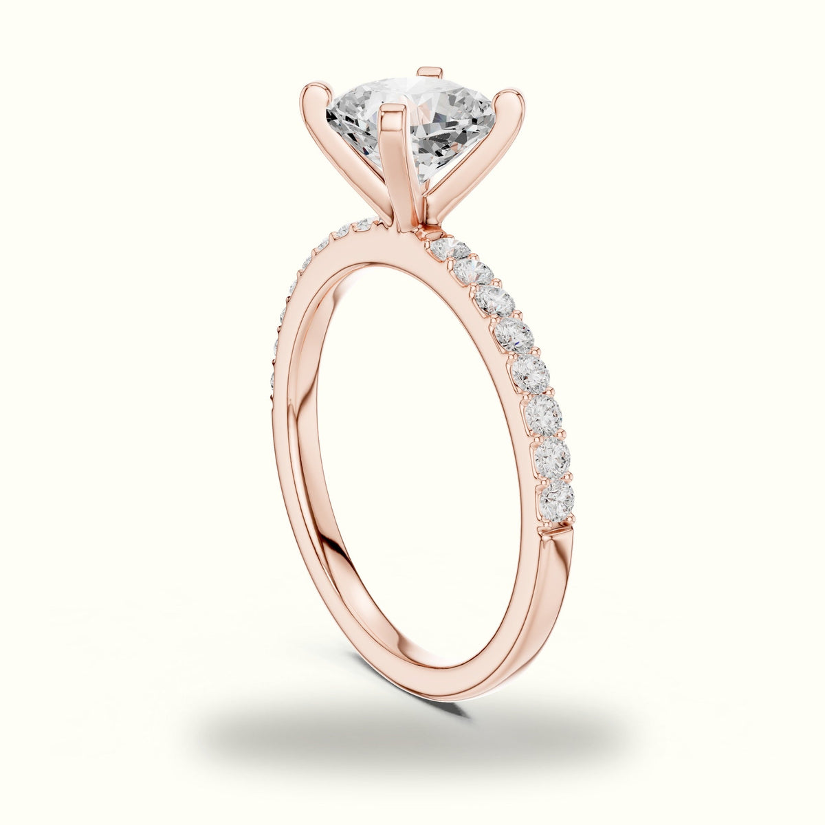 Cushion Cut Corner Prong Lab-Grown Solitaire Ring — Rose gold, view 1 | Crystal N Cuts