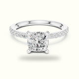 Cushion Cut Corner Prong Lab-Grown Solitaire Ring