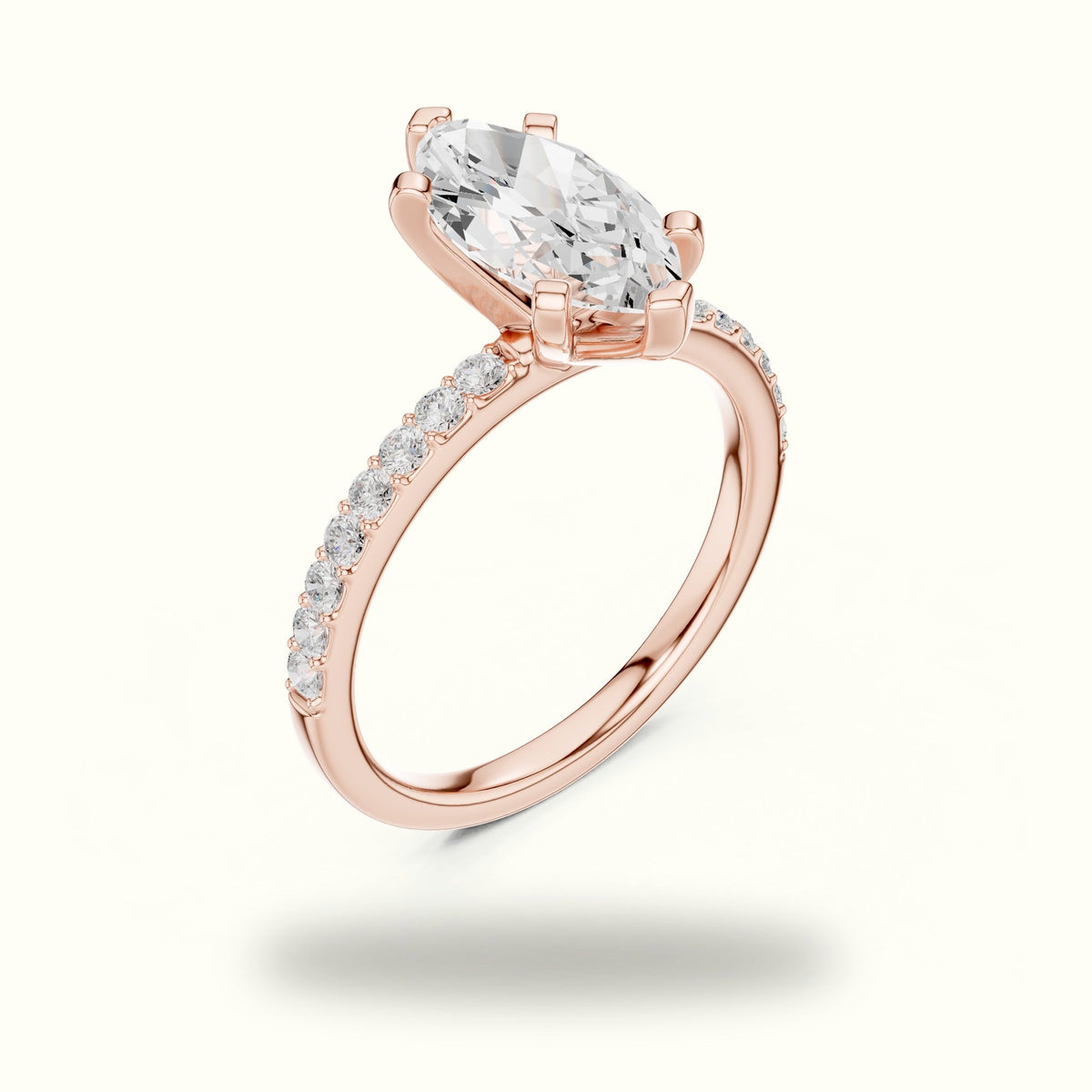 Marquise Corner Prong Lab-Grown Solitaire Ring — Rose gold, view 2 | Crystal N Cuts