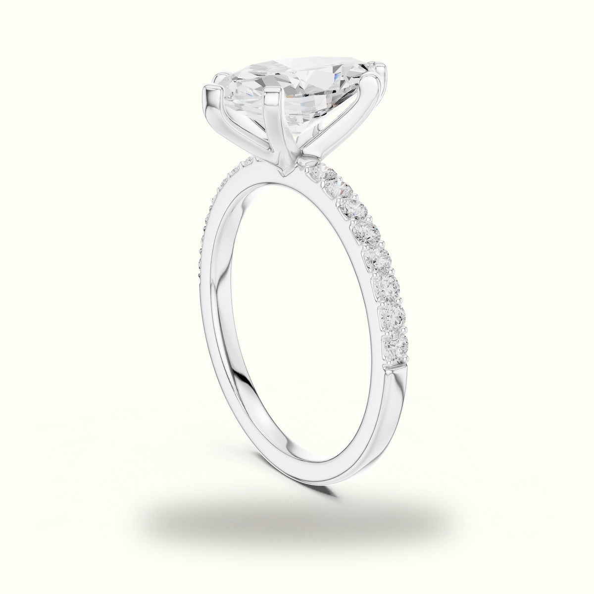 Marquise Corner Prong Lab-Grown Solitaire Ring — White gold, view 1 | Crystal N Cuts