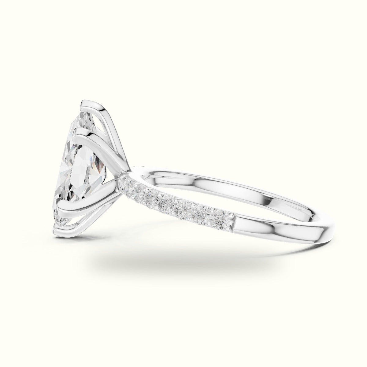 Marquise Corner Prong Lab-Grown Solitaire Ring — White gold, view 3 | Crystal N Cuts