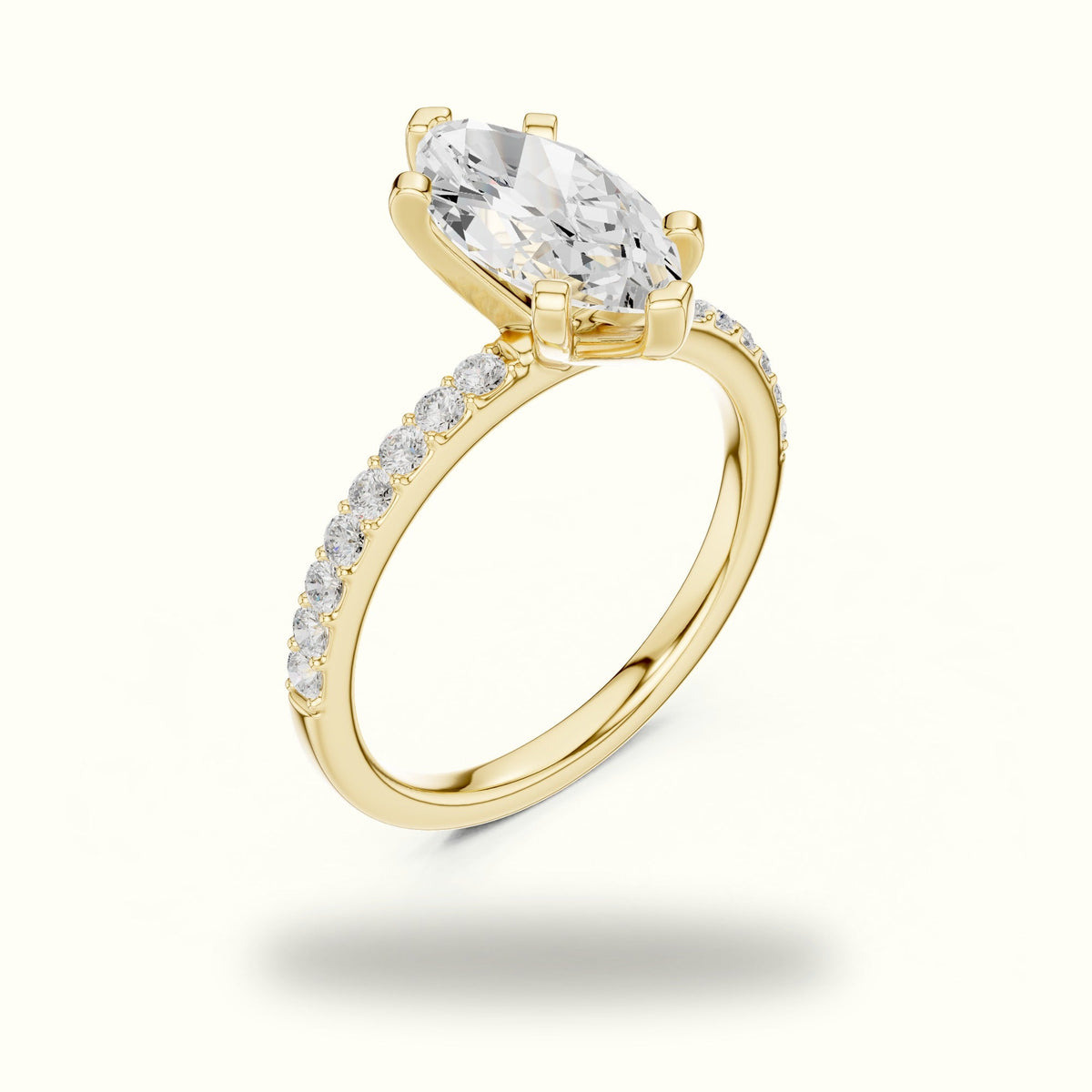 Marquise Corner Prong Lab-Grown Solitaire Ring — Yellow gold, view 2 | Crystal N Cuts