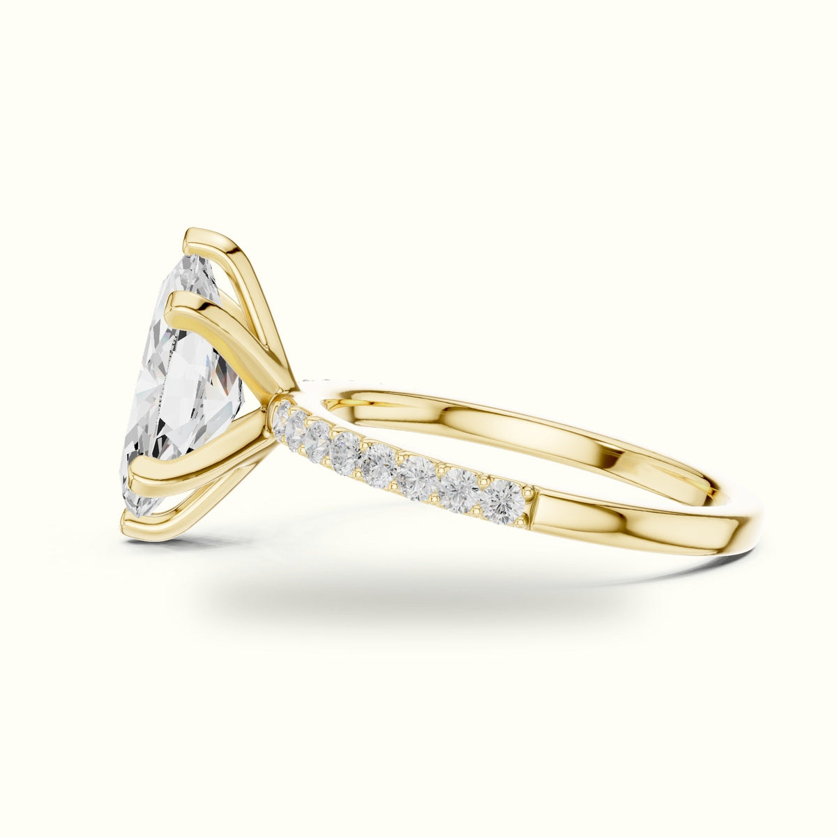 Marquise Corner Prong Lab-Grown Solitaire Ring — Yellow gold, view 3 | Crystal N Cuts