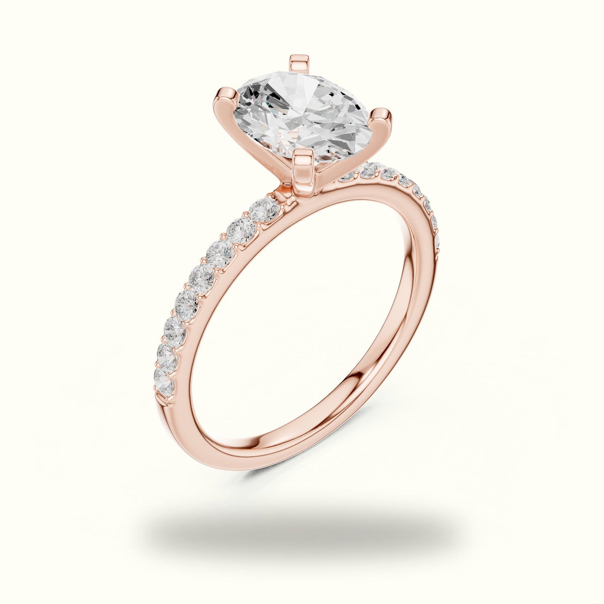 Oval Corner Prong Lab-Grown Solitaire Ring — Rose gold, view 2 | Crystal N Cuts