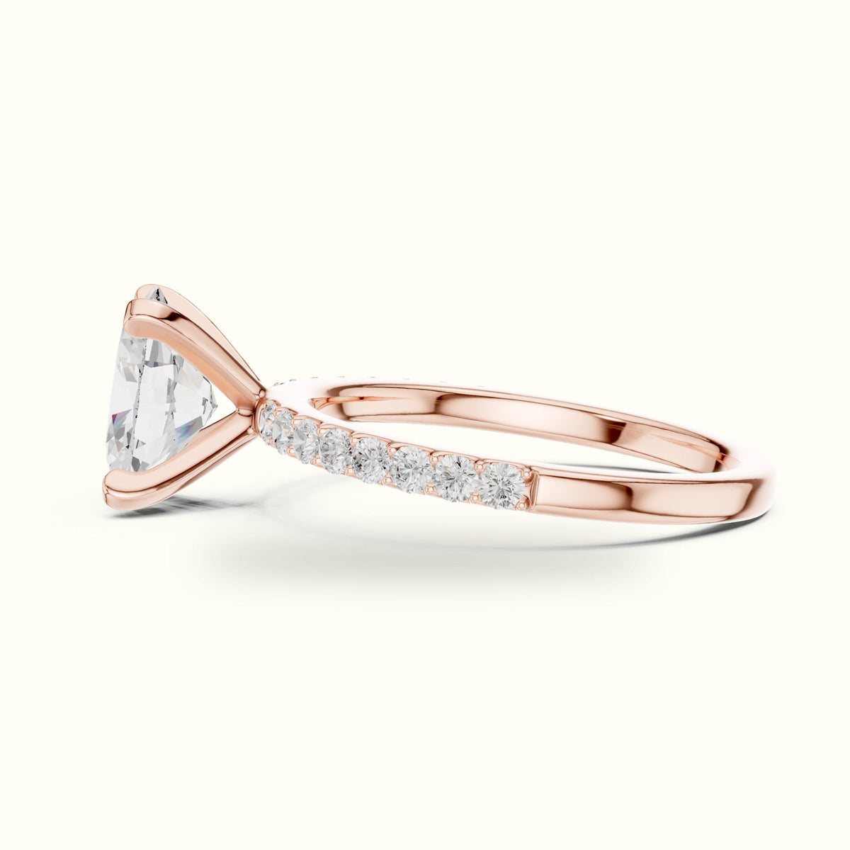 Oval Corner Prong Lab-Grown Solitaire Ring — Rose gold, view 3 | Crystal N Cuts