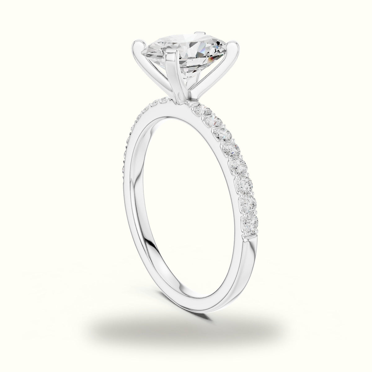 Oval Corner Prong Lab-Grown Solitaire Ring — White gold, view 1 | Crystal N Cuts