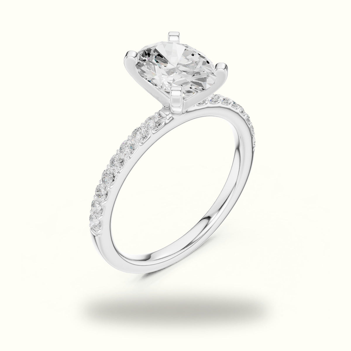 Oval Corner Prong Lab-Grown Solitaire Ring — White gold, view 2 | Crystal N Cuts