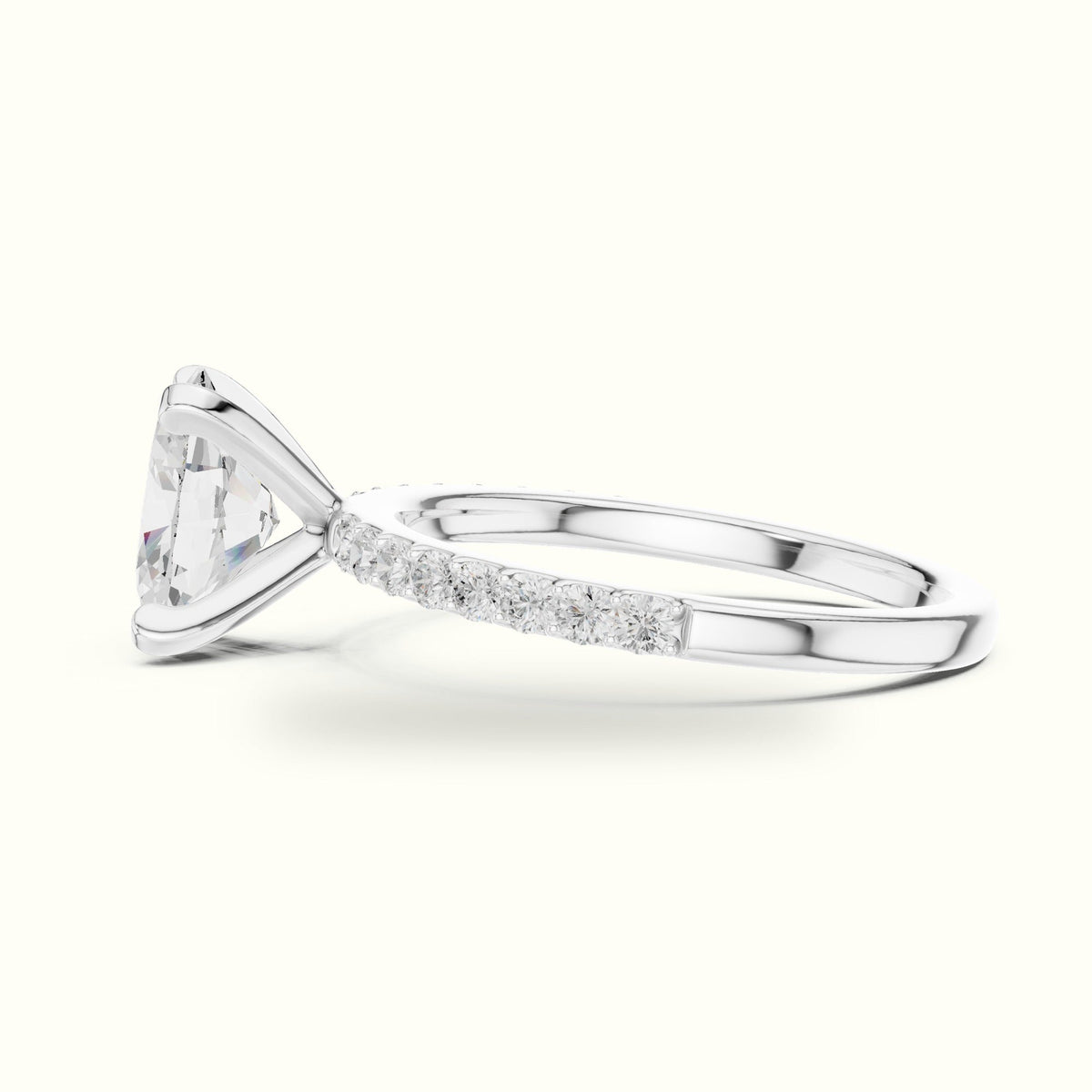 Oval Corner Prong Lab-Grown Solitaire Ring — White gold, view 3 | Crystal N Cuts