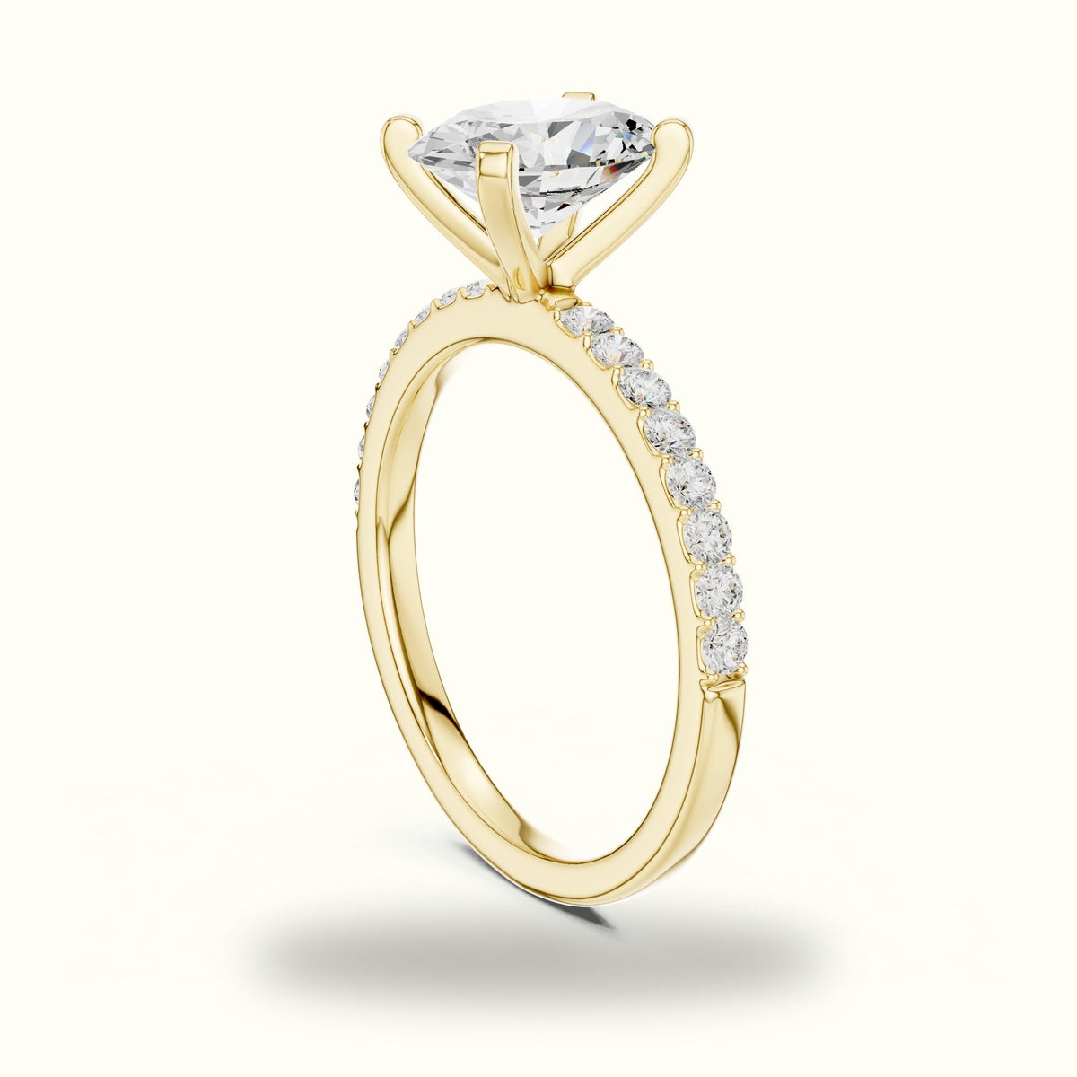Oval Corner Prong Lab-Grown Solitaire Ring — Yellow gold, view 1 | Crystal N Cuts