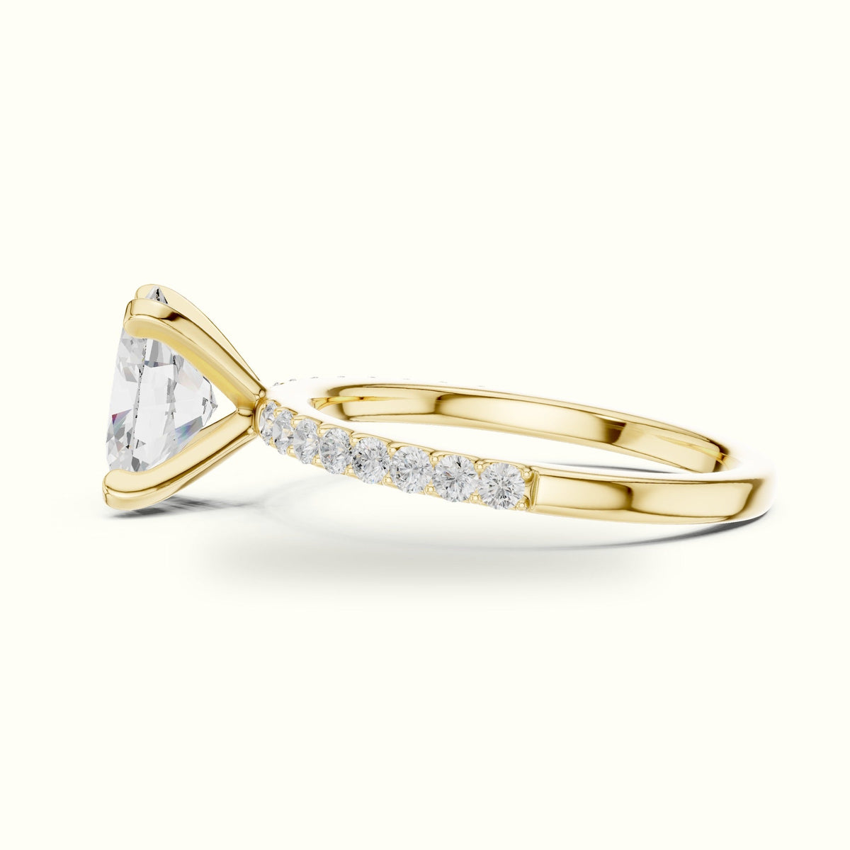 Oval Corner Prong Lab-Grown Solitaire Ring — Yellow gold, view 3 | Crystal N Cuts