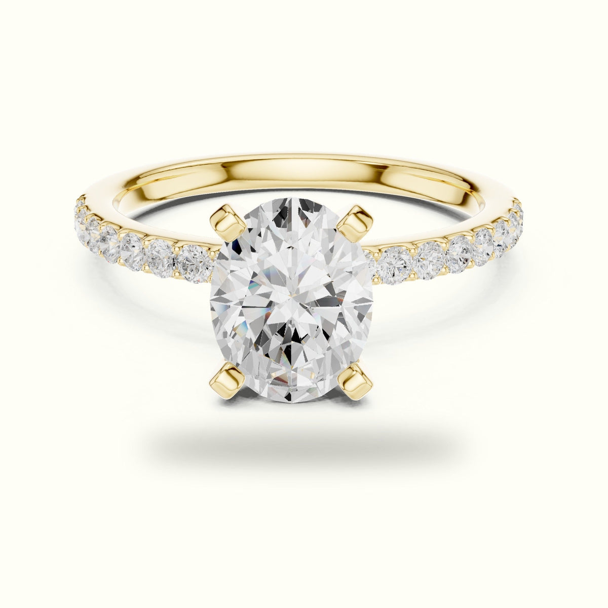 Oval Corner Prong Lab-Grown Solitaire Ring — Yellow gold, front view | Crystal N Cuts