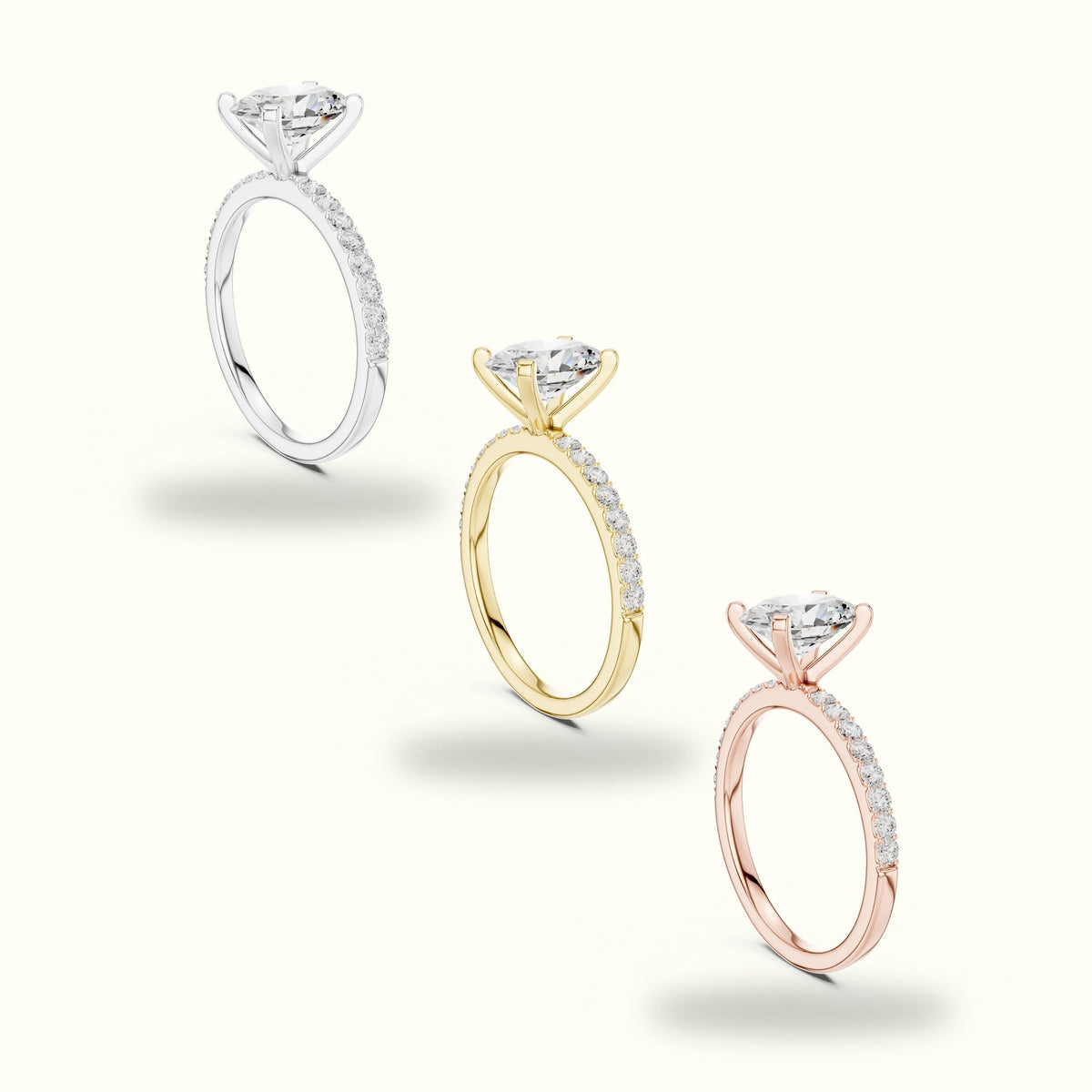 Oval Corner Prong Lab-Grown Solitaire Ring — White gold, in yellow, white and rose gold | Crystal N Cuts