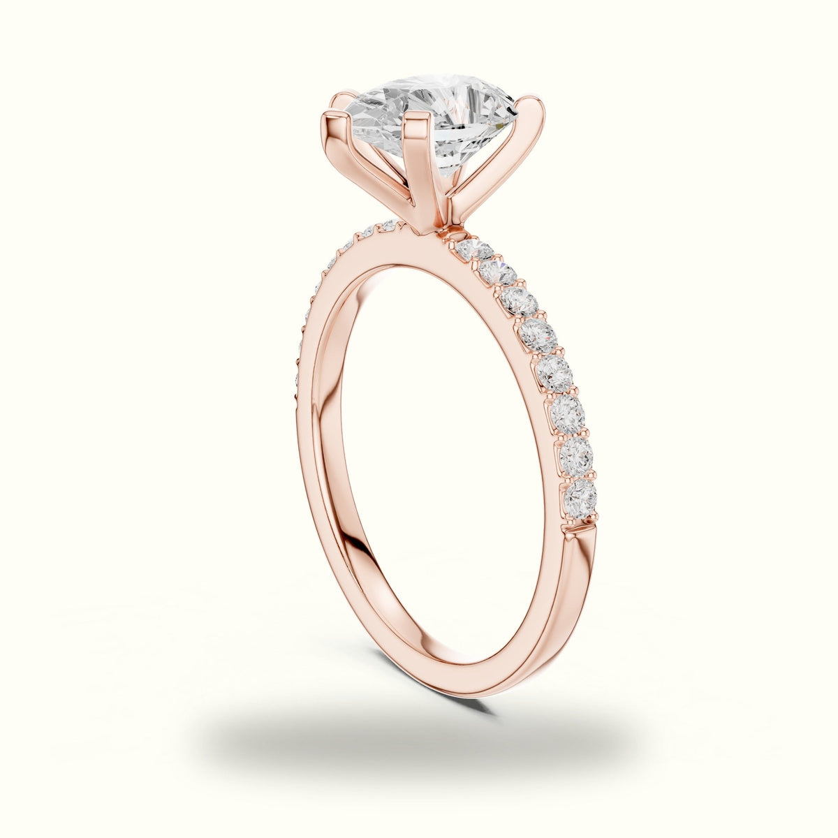 Pear Peg Head Lab-Grown Diamond Solitaire Ring — Rose gold, view 1 | Crystal N Cuts