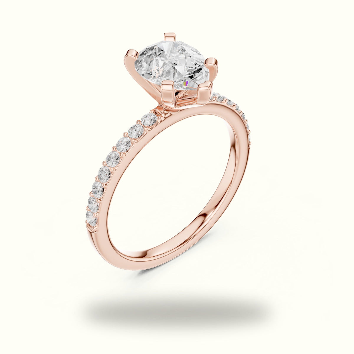 Pear Peg Head Lab-Grown Diamond Solitaire Ring — Rose gold, view 2 | Crystal N Cuts