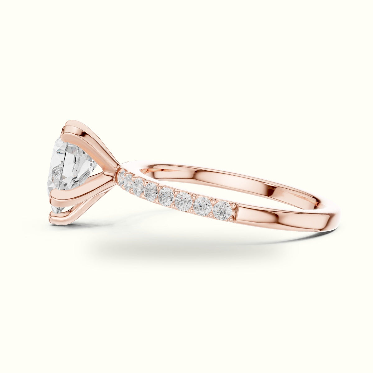 Pear Peg Head Lab-Grown Diamond Solitaire Ring — Rose gold, view 3 | Crystal N Cuts