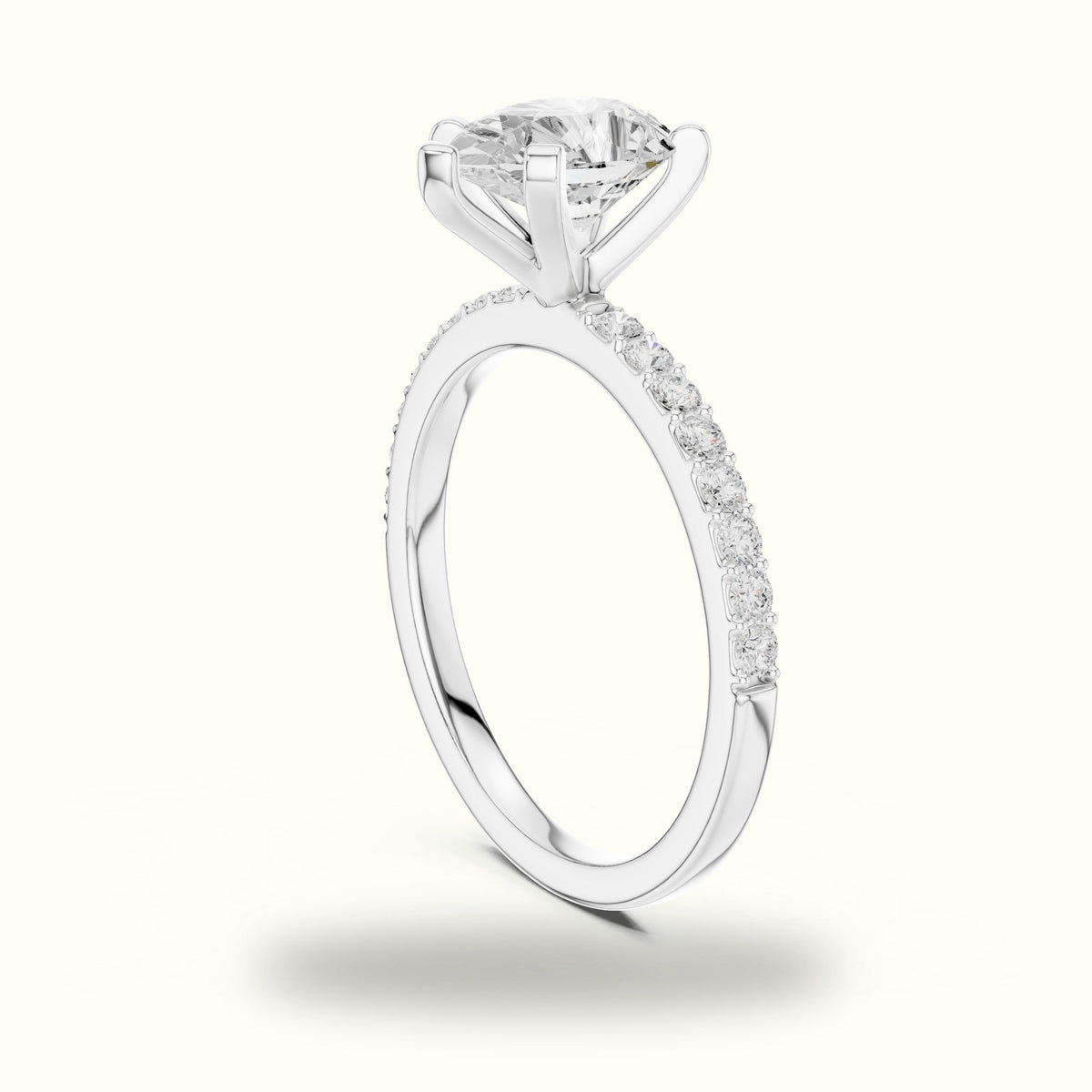 Pear Peg Head Lab-Grown Diamond Solitaire Ring — White gold, view 1 | Crystal N Cuts