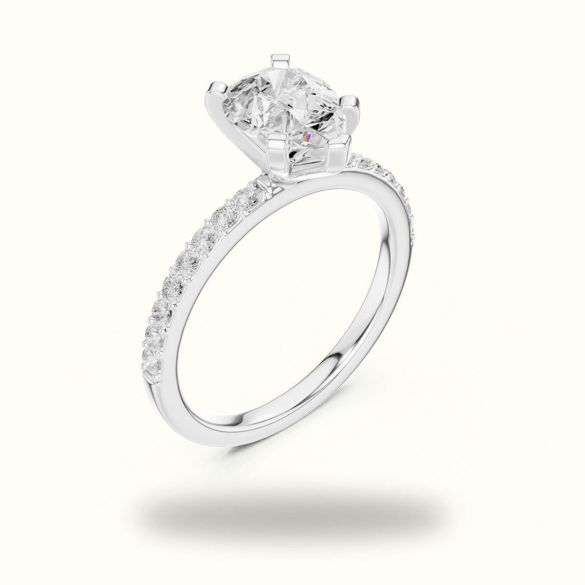 Pear Peg Head Lab-Grown Diamond Solitaire Ring — White gold, view 2 | Crystal N Cuts