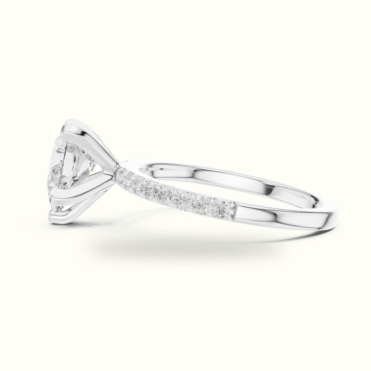 Pear Peg Head Lab-Grown Diamond Solitaire Ring — White gold, view 3 | Crystal N Cuts