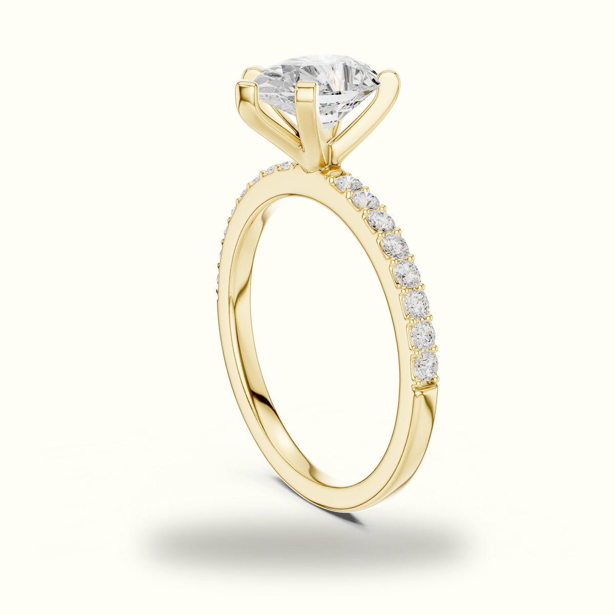 Pear Peg Head Lab-Grown Diamond Solitaire Ring — Yellow gold, view 1 | Crystal N Cuts