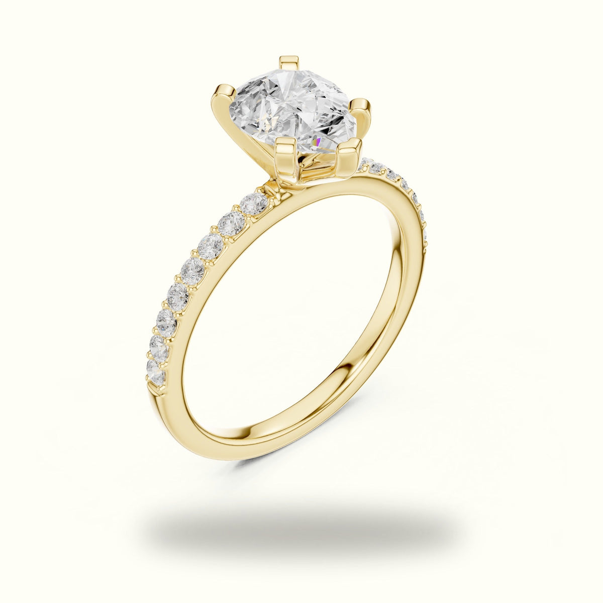 Pear Peg Head Lab-Grown Diamond Solitaire Ring — Yellow gold, view 2 | Crystal N Cuts