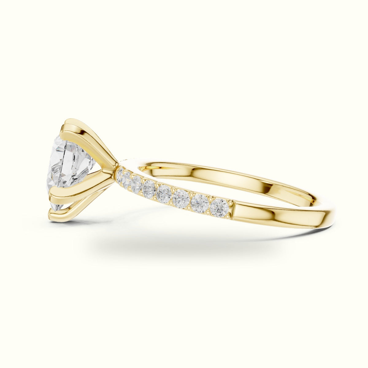 Pear Peg Head Lab-Grown Diamond Solitaire Ring — Yellow gold, view 3 | Crystal N Cuts
