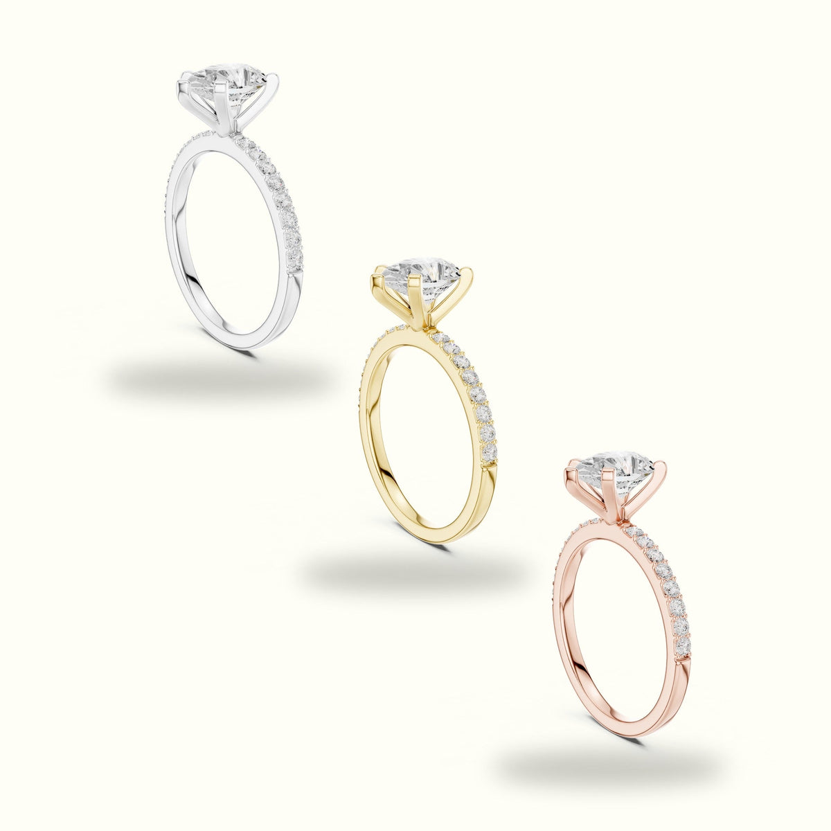Pear Peg Head Lab-Grown Diamond Solitaire Ring — Rose gold, in yellow, white and rose gold | Crystal N Cuts