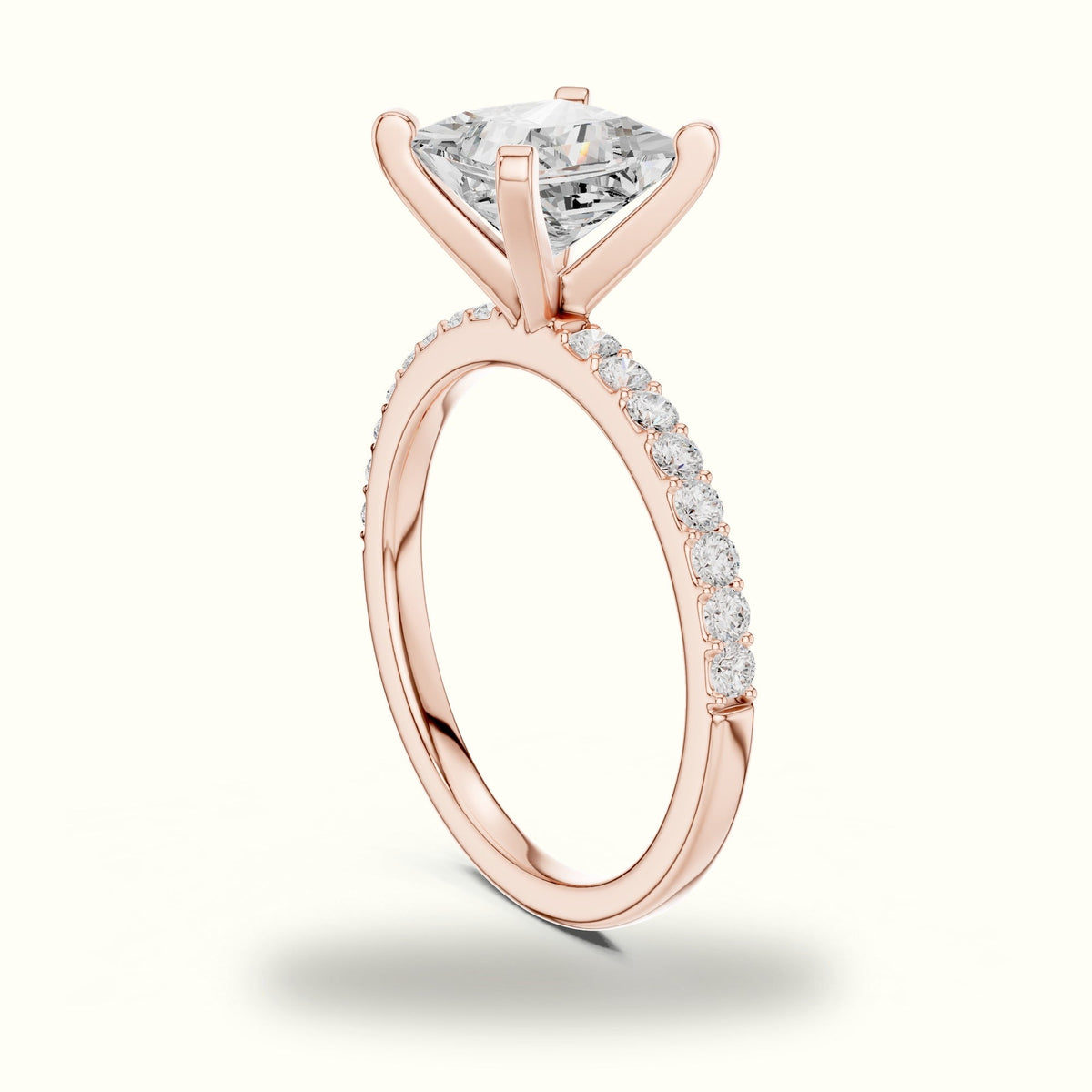 Princess Cathedral Lab-Grown Diamond Solitaire Ring — Rose gold, view 1 | Crystal N Cuts