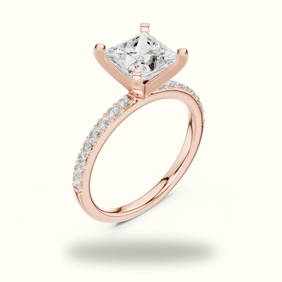 Princess Cathedral Lab-Grown Diamond Solitaire Ring — Rose gold, view 2 | Crystal N Cuts