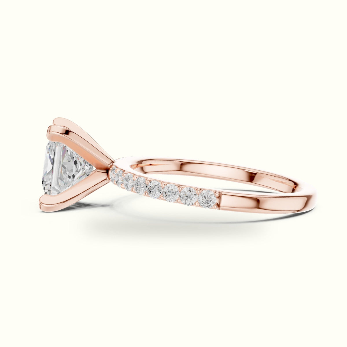 Princess Cathedral Lab-Grown Diamond Solitaire Ring — Rose gold, view 3 | Crystal N Cuts