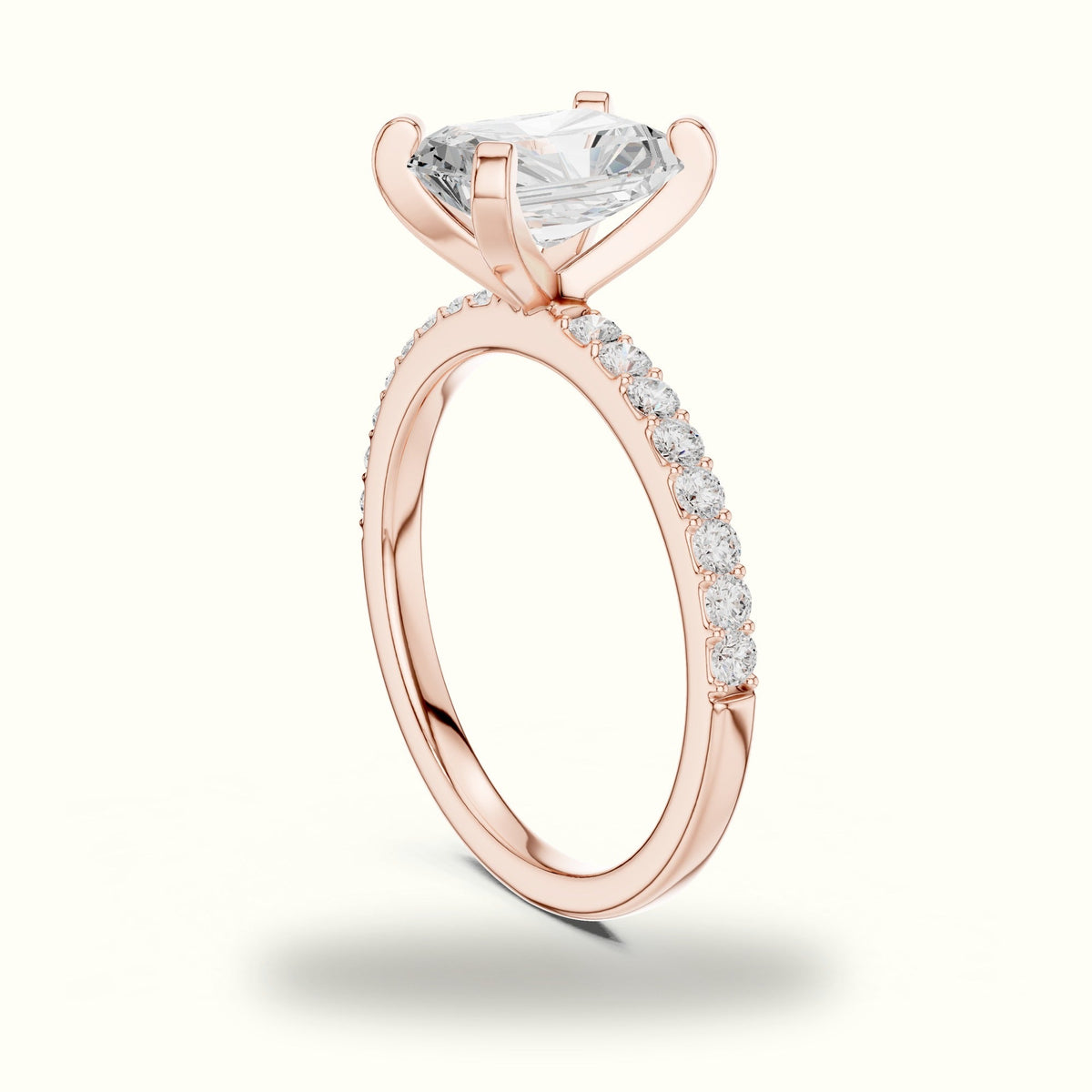 Radiant Corner Prong Lab-Grown Solitaire Ring — Rose gold, view 1 | Crystal N Cuts