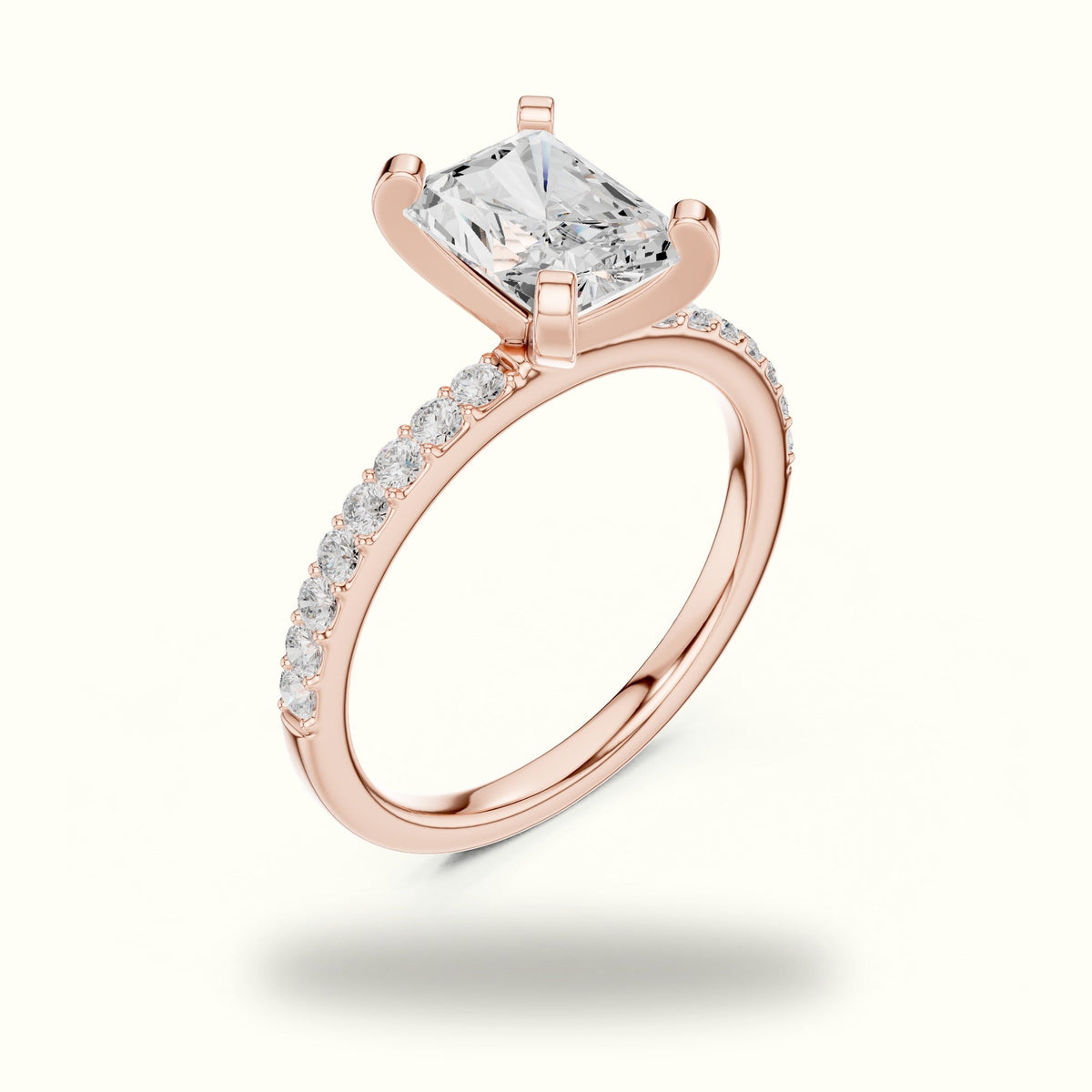 Radiant Corner Prong Lab-Grown Solitaire Ring — Rose gold, view 2 | Crystal N Cuts