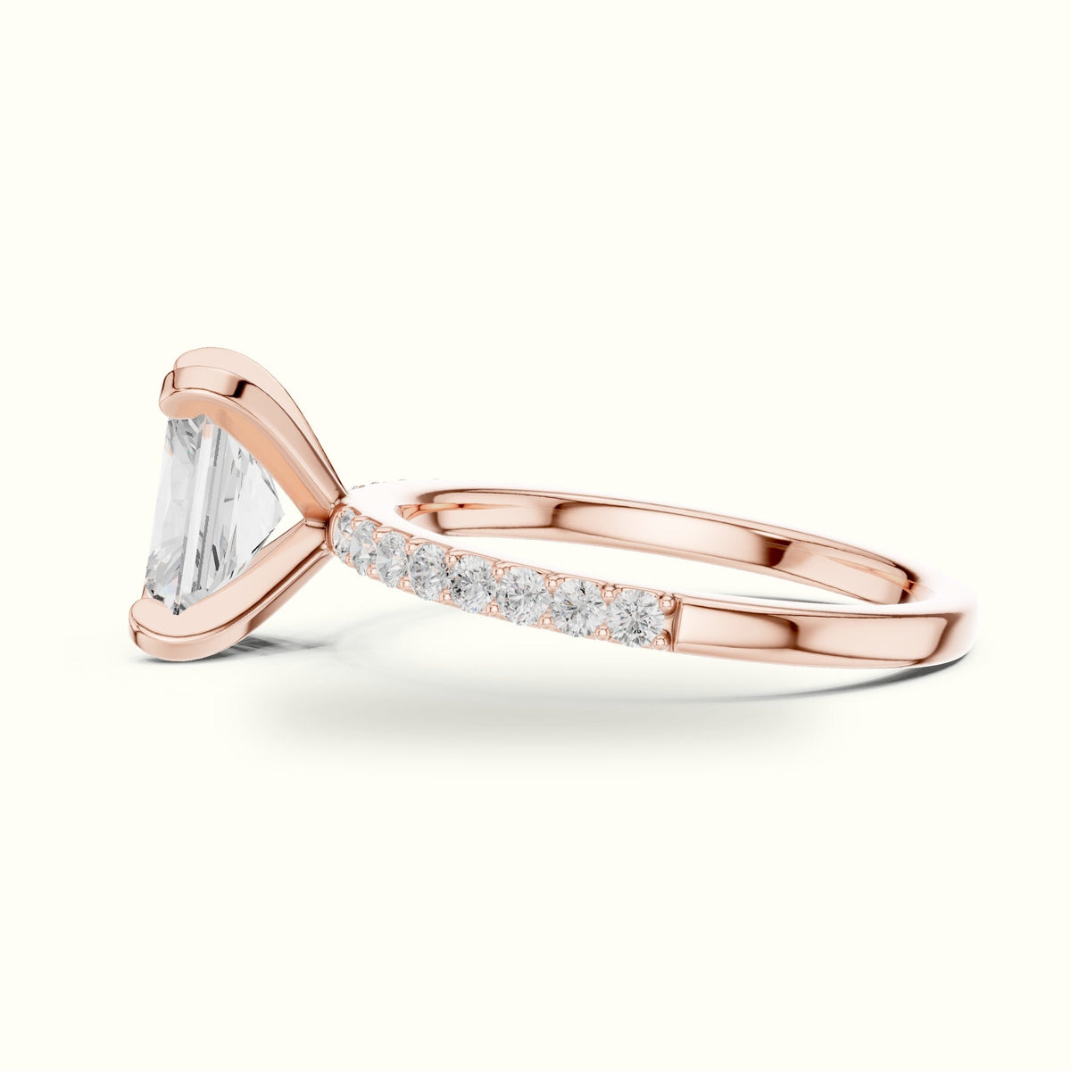 Radiant Corner Prong Lab-Grown Solitaire Ring — Rose gold, view 3 | Crystal N Cuts