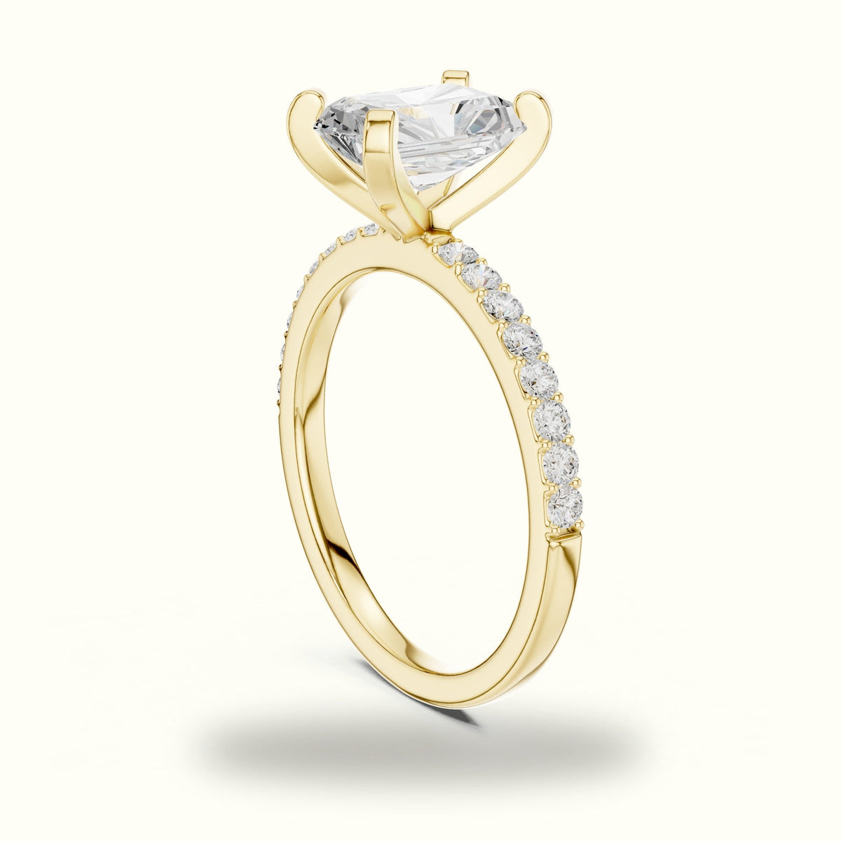 Radiant Corner Prong Lab-Grown Solitaire Ring — Yellow gold, view 1 | Crystal N Cuts
