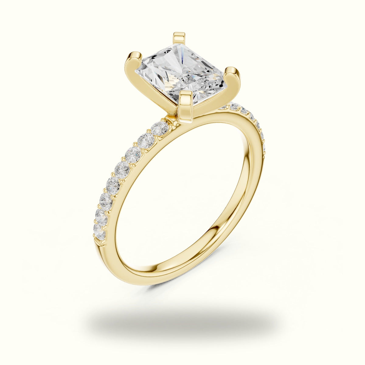 Radiant Corner Prong Lab-Grown Solitaire Ring — Yellow gold, view 2 | Crystal N Cuts