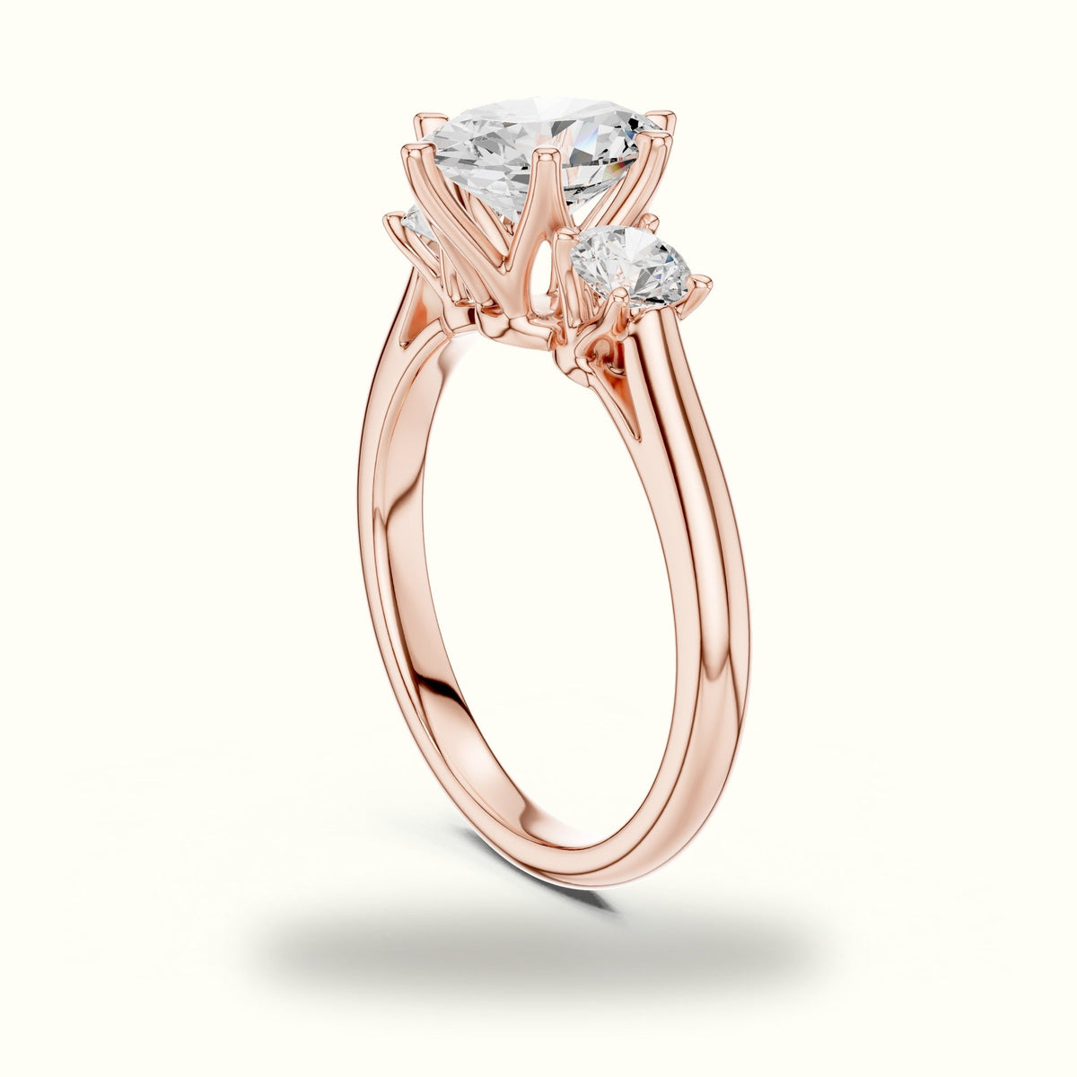 Oval Three-Stone Lab-Grown Diamond Ring — Rose gold, view 1 | Crystal N Cuts