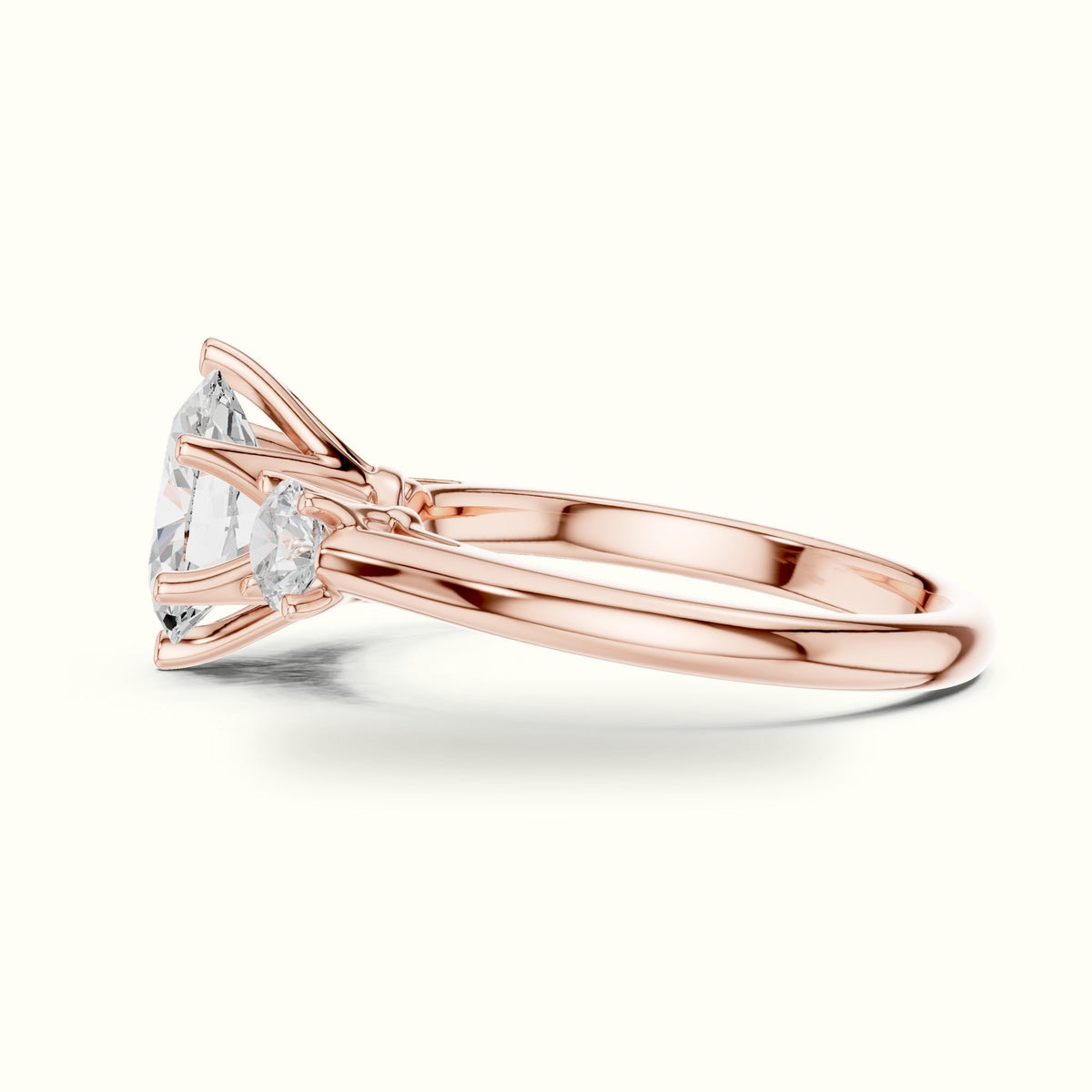 Oval Three-Stone Lab-Grown Diamond Ring — Rose gold, view 3 | Crystal N Cuts