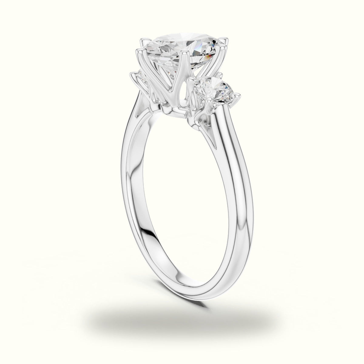 Oval Three-Stone Lab-Grown Diamond Ring — White gold, view 1 | Crystal N Cuts