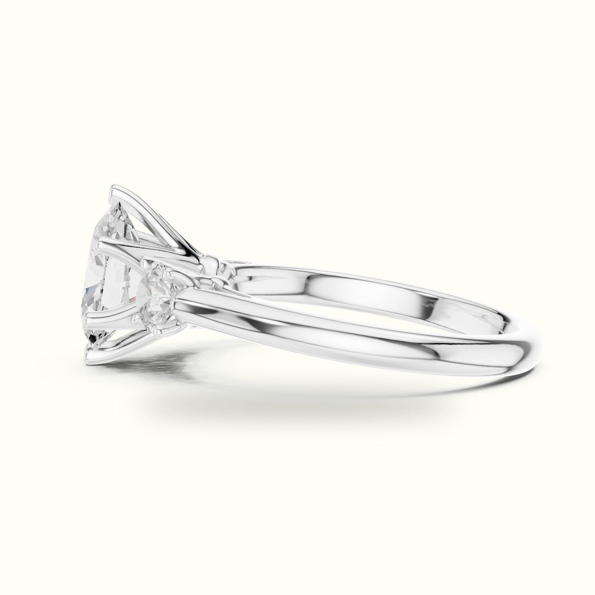 Oval Three-Stone Lab-Grown Diamond Ring — White gold, view 3 | Crystal N Cuts