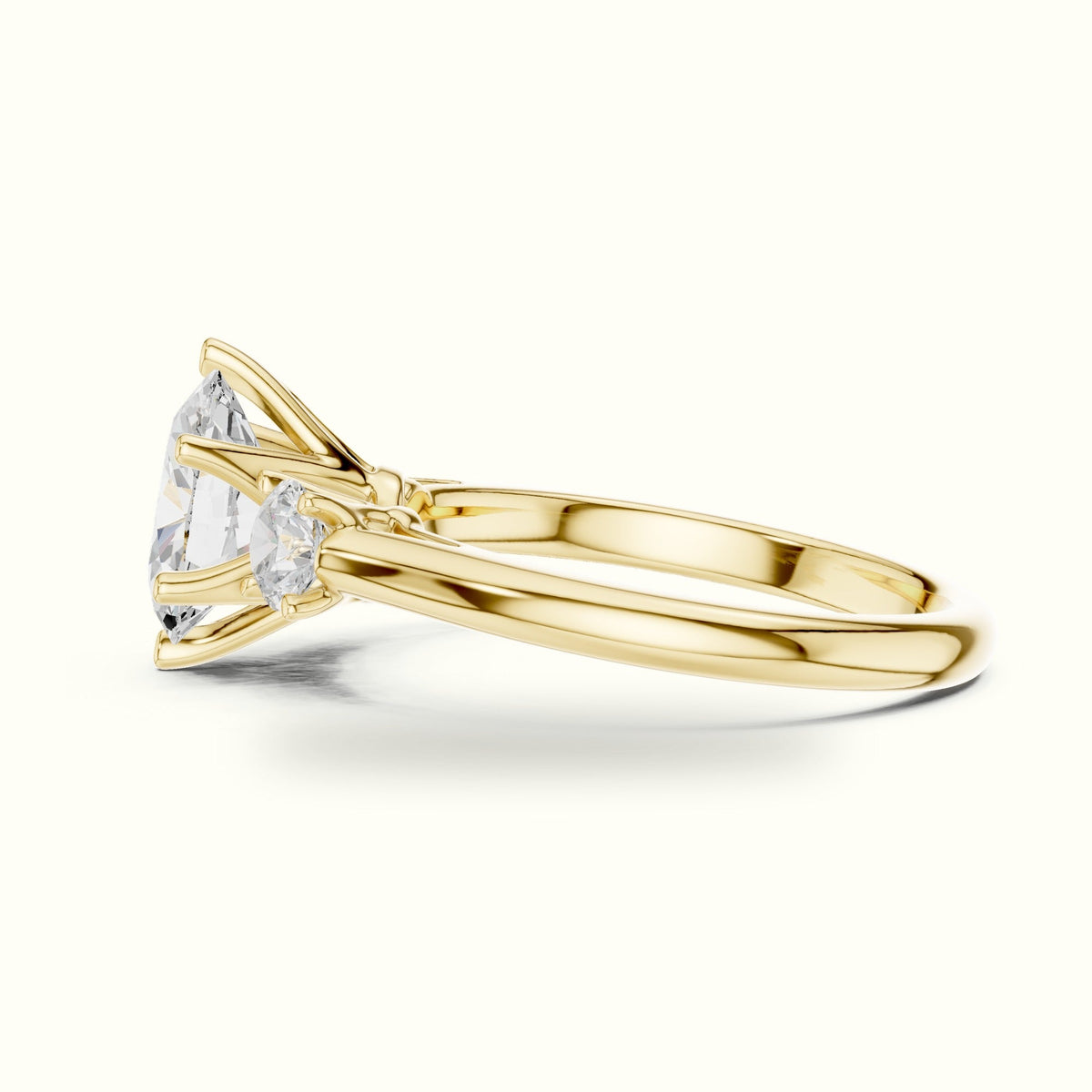Oval Three-Stone Lab-Grown Diamond Ring — Yellow gold, view 3 | Crystal N Cuts