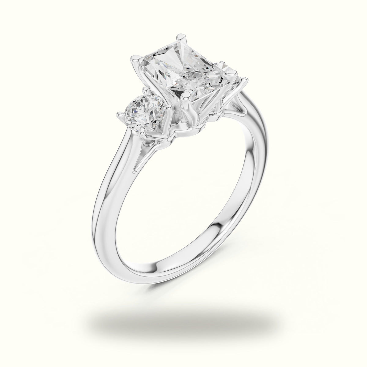 Radiant Three-Stone Lab-Grown Diamond Ring — White gold, view 2 | Crystal N Cuts