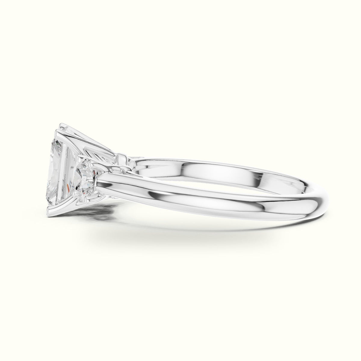 Radiant Three-Stone Lab-Grown Diamond Ring — White gold, view 3 | Crystal N Cuts