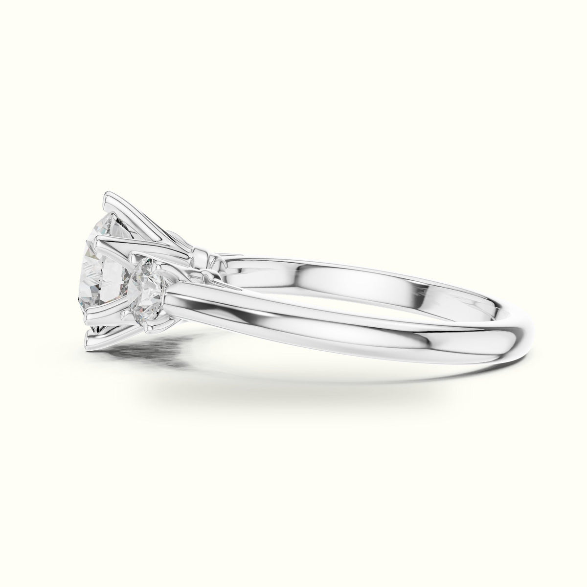 Round Three-Stone Lab-Grown Diamond Ring — White gold, view 3 | Crystal N Cuts