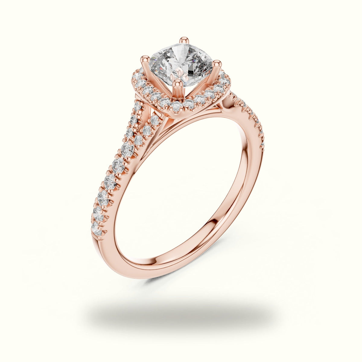 Cushion Halo Lab-Grown Diamond Ring — Rose gold, view 2 | Crystal N Cuts