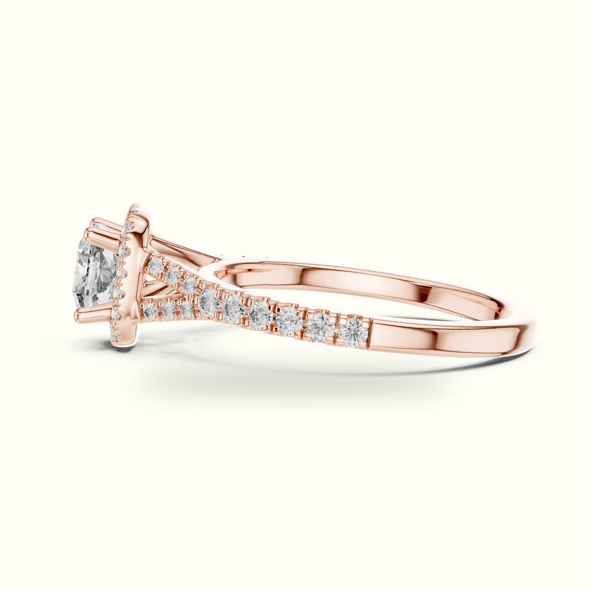 Cushion Halo Lab-Grown Diamond Ring — Rose gold, view 3 | Crystal N Cuts