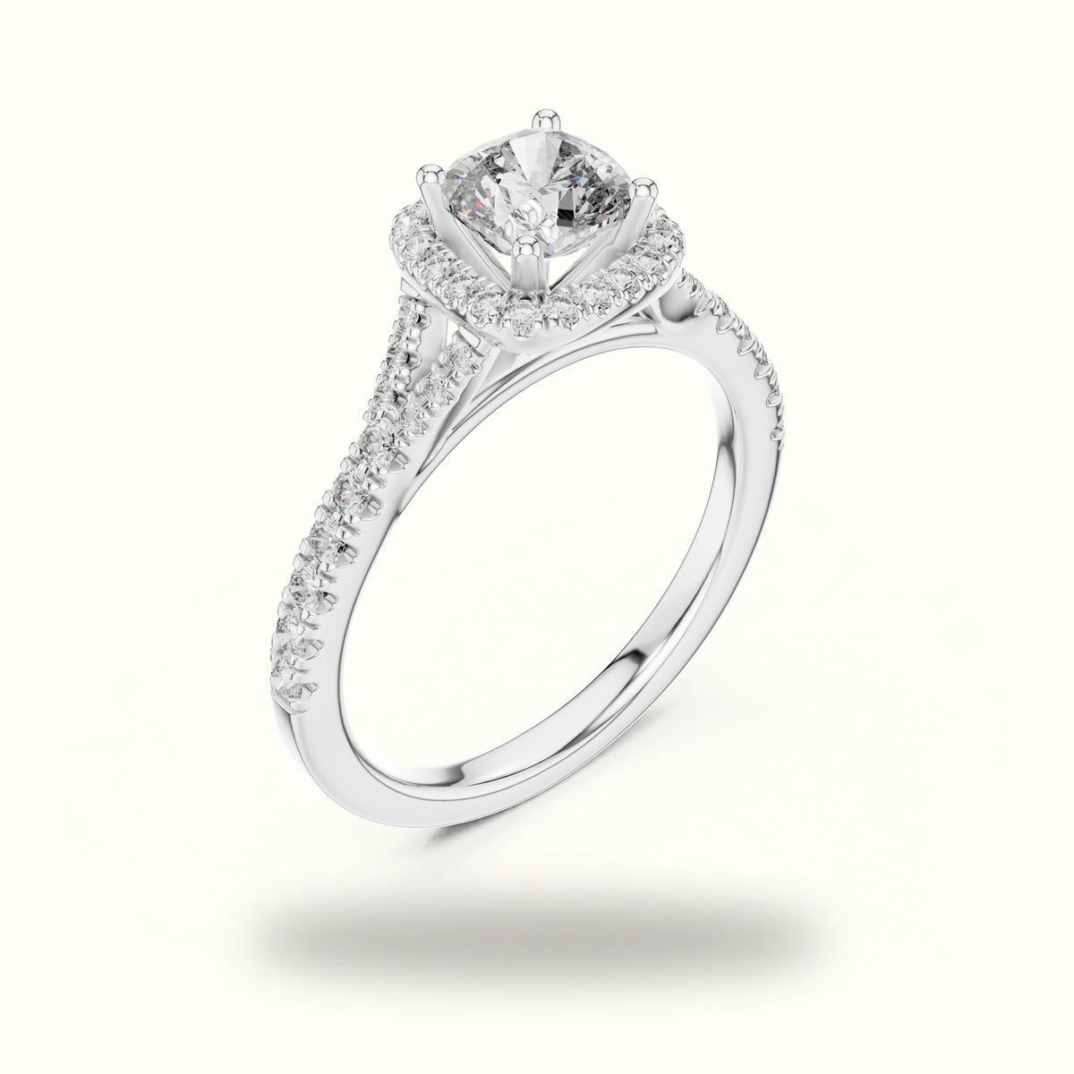 Cushion Halo Lab-Grown Diamond Ring — White gold, view 2 | Crystal N Cuts