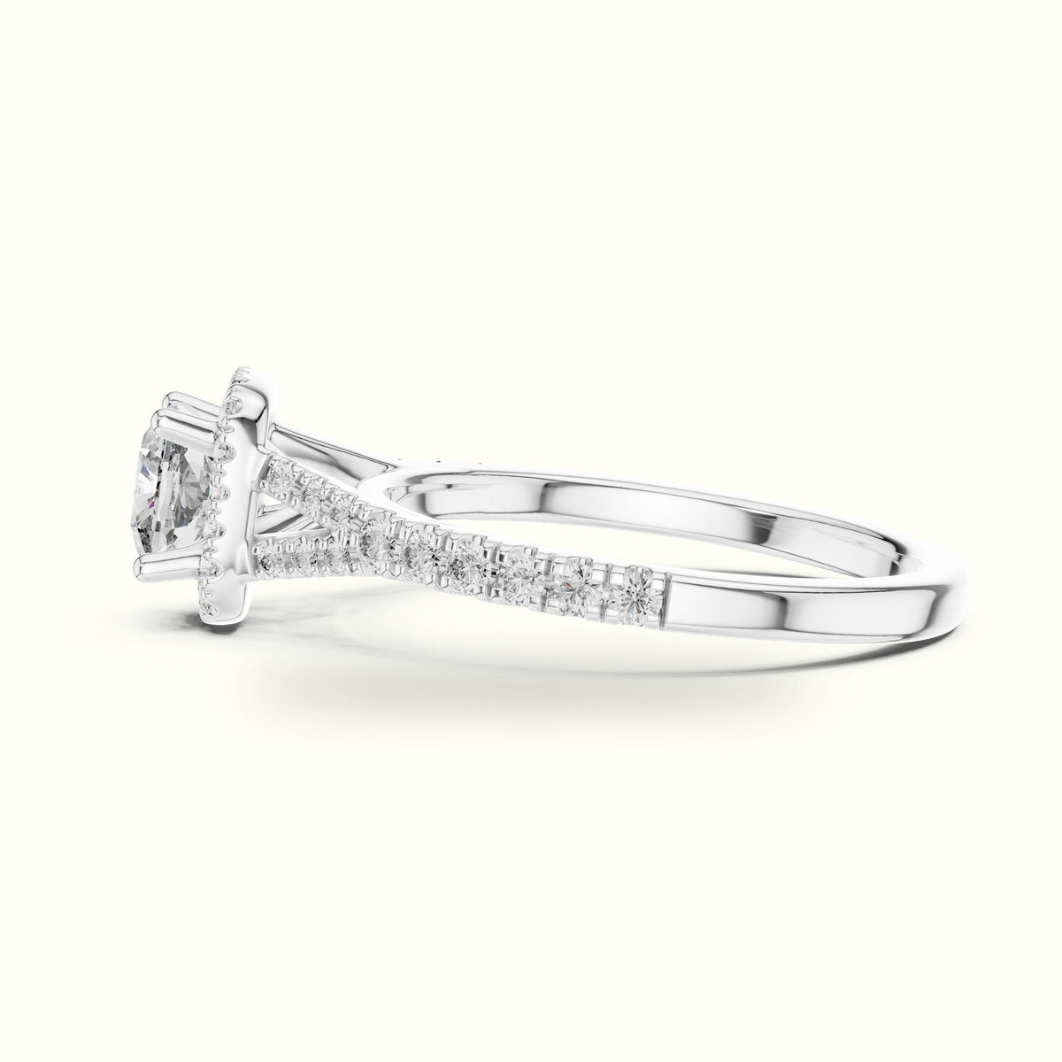 Cushion Halo Lab-Grown Diamond Ring — White gold, view 3 | Crystal N Cuts
