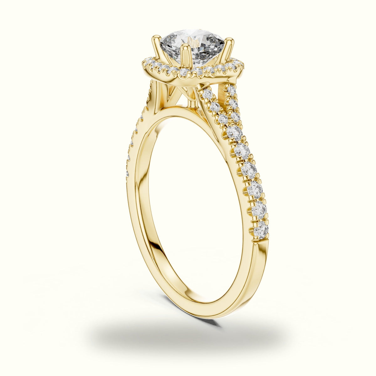 Cushion Halo Lab-Grown Diamond Ring — Yellow gold, view 1 | Crystal N Cuts